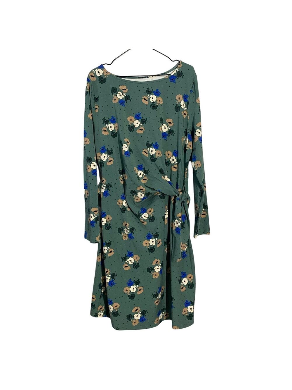 Land's End Long sleeve Floral Faux Wrap Dress Sz XL NWT Boho lagenlook
